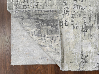 Modern / Contemporary hand-knotted wool/silk runner in Gray, 2'5" x 17'11" — SKU O084615 (view 3)