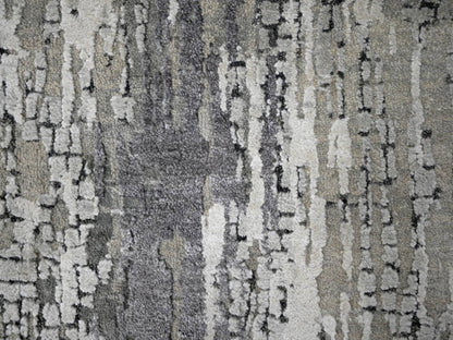 Modern / Contemporary hand-knotted wool/silk runner in Gray, 2'5" x 17'11" — SKU O084615 (view 5)