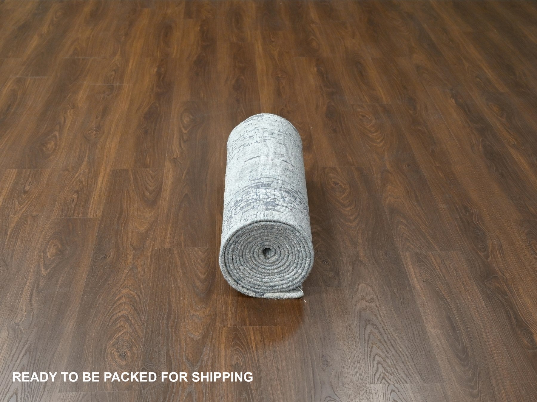 Modern / Contemporary hand-knotted wool/silk runner in Gray, 2'5" x 17'11" — SKU O084615 (view 6)