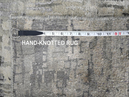 Modern / Contemporary hand-knotted wool/silk runner in Gray, 2'5" x 17'11" — SKU O084615 (view 8)