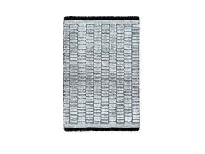 Modern / Contemporary hand-knotted wool/plant based silk rug in Gray, 2' x 3' — SKU O084617