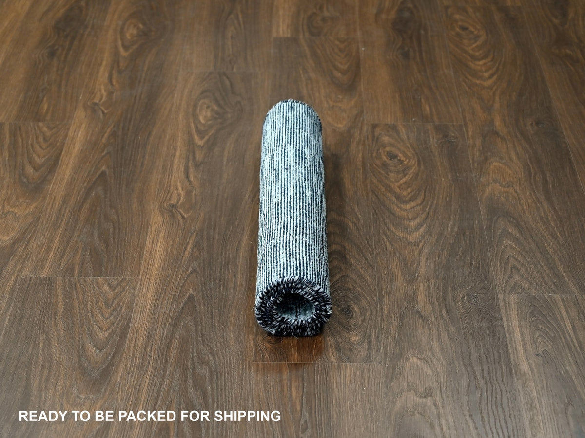 Modern / Contemporary hand-knotted wool/plant based silk rug in Gray, 2' x 3' — SKU O084617 (view 5)