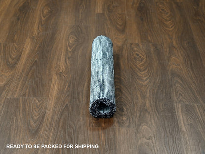 Modern / Contemporary hand-knotted wool/plant based silk rug in Gray, 2' x 3' — SKU O084617 (view 5)