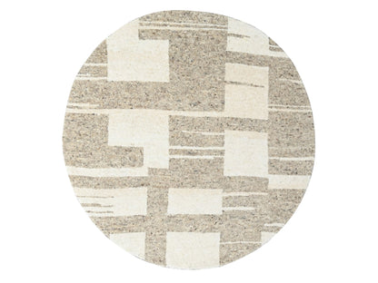 Brown 7'10" x 8'3" Modern / Contemporary Hand knotted Wool Rug - Sku: O084623