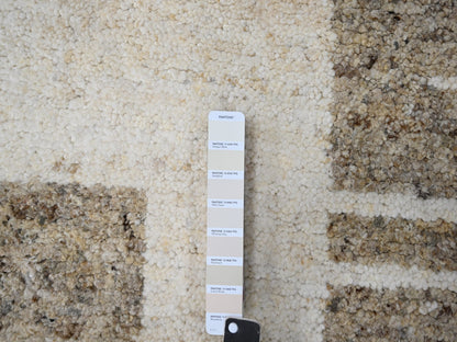 Brown 7'10" x 8'3" Modern / Contemporary Hand knotted Wool Rug - Sku: O084623