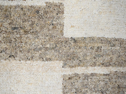 Brown 7'10" x 8'3" Modern / Contemporary Hand knotted Wool Rug - Sku: O084623