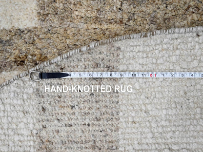 Brown 7'10" x 8'3" Modern / Contemporary Hand knotted Wool Rug - Sku: O084623