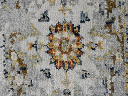 Heriz Transitional hand-knotted wool rug in Ivory & Sea Gray, 2' x 3' — SKU O084630 (view 4)