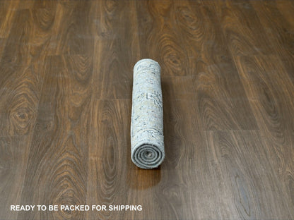 Heriz Transitional hand-knotted wool rug in Ivory & Sea Gray, 2' x 3' — SKU O084630 (view 5)