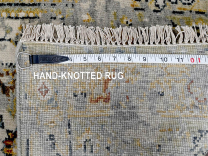 Heriz Transitional hand-knotted wool rug in Ivory & Sea Gray, 2' x 3' — SKU O084630 (view 7)