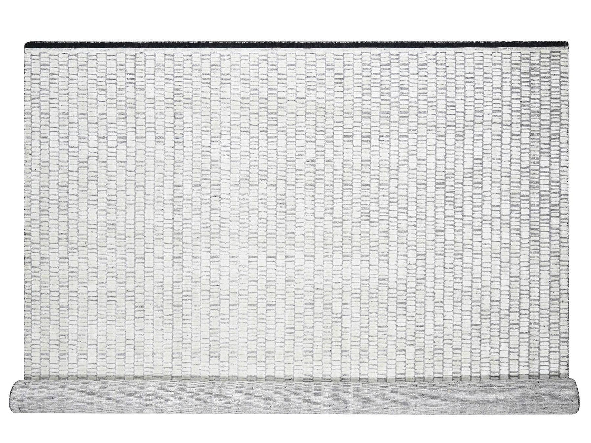 Modern / Contemporary hand-knotted wool/plant based silk rug in Ivory, 12'2" x 14'11" — SKU O084632