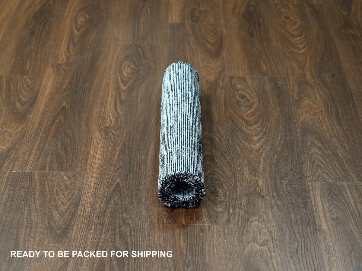 Modern / Contemporary hand-knotted wool/plant based silk rug in Gray, 2' x 3' — SKU O084656 (view 5)