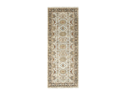 Tribal Heriz hand-knotted wool runner in Gray & Brown, 4'2" x 9'10" — SKU O084665