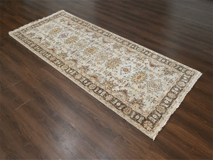 Grey 4'2" x 9'10" Traditional Hand knotted Wool Rug - Sku: O084665