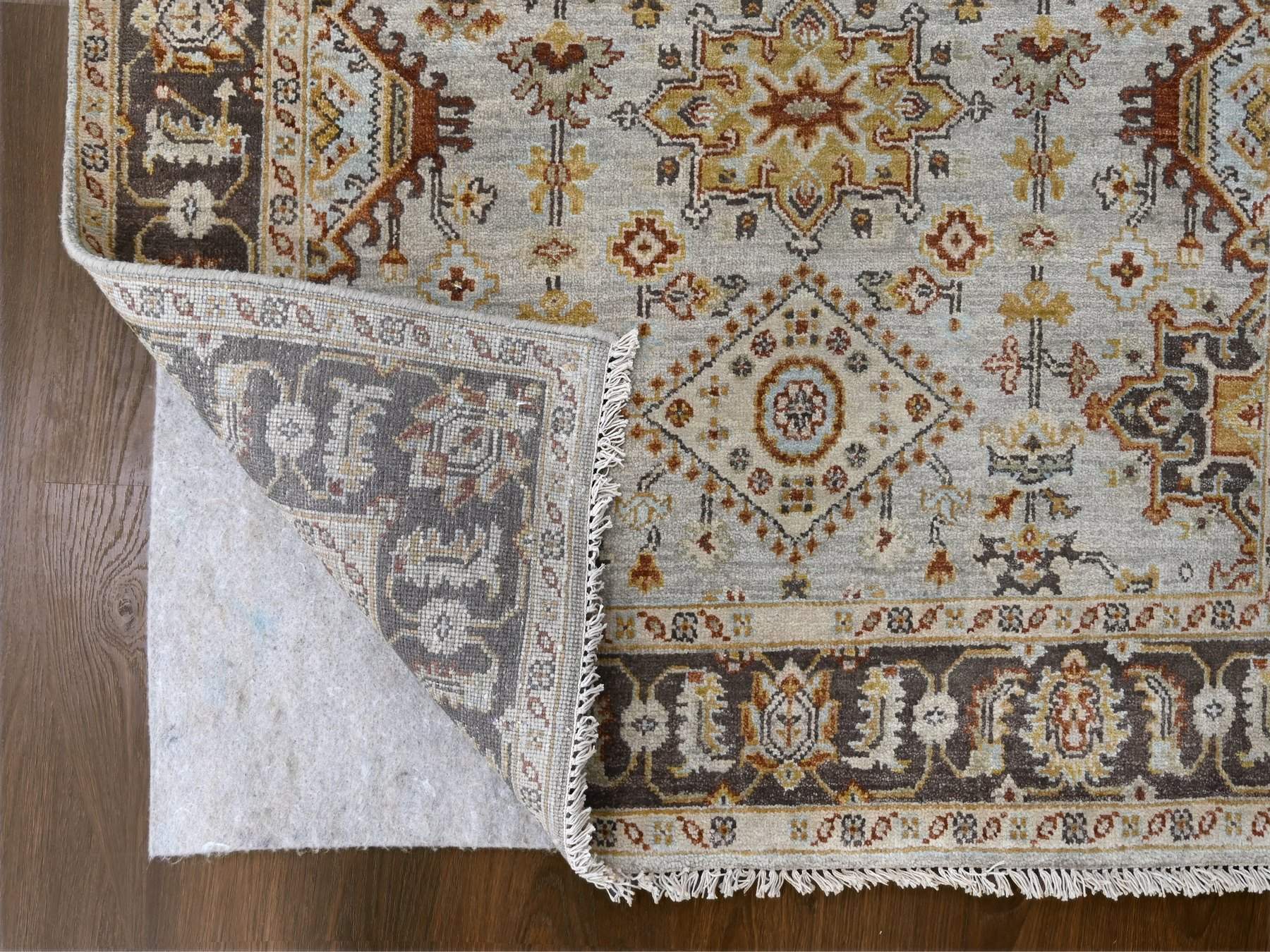 Tribal Heriz hand-knotted wool runner in Gray & Brown, 4'2" x 9'10" — SKU O084665 (view 3)