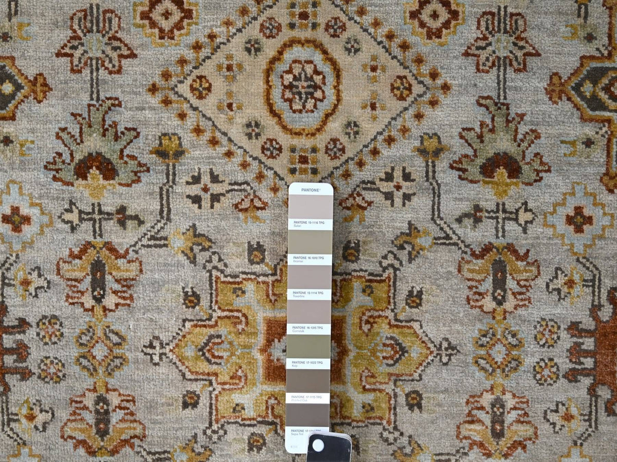 Tribal Heriz hand-knotted wool runner in Gray & Brown, 4'2" x 9'10" — SKU O084665 (view 4)