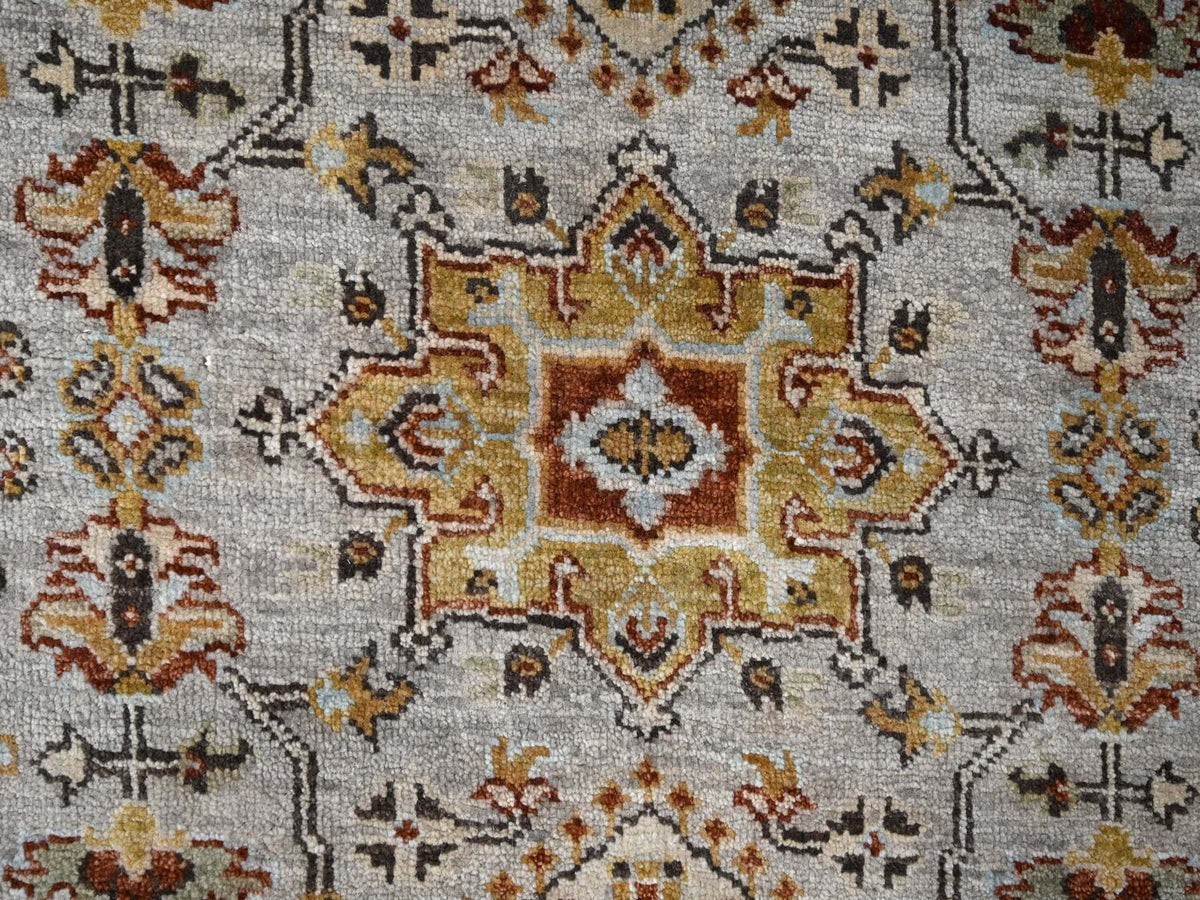 Tribal Heriz hand-knotted wool runner in Gray & Brown, 4'2" x 9'10" — SKU O084665 (view 5)