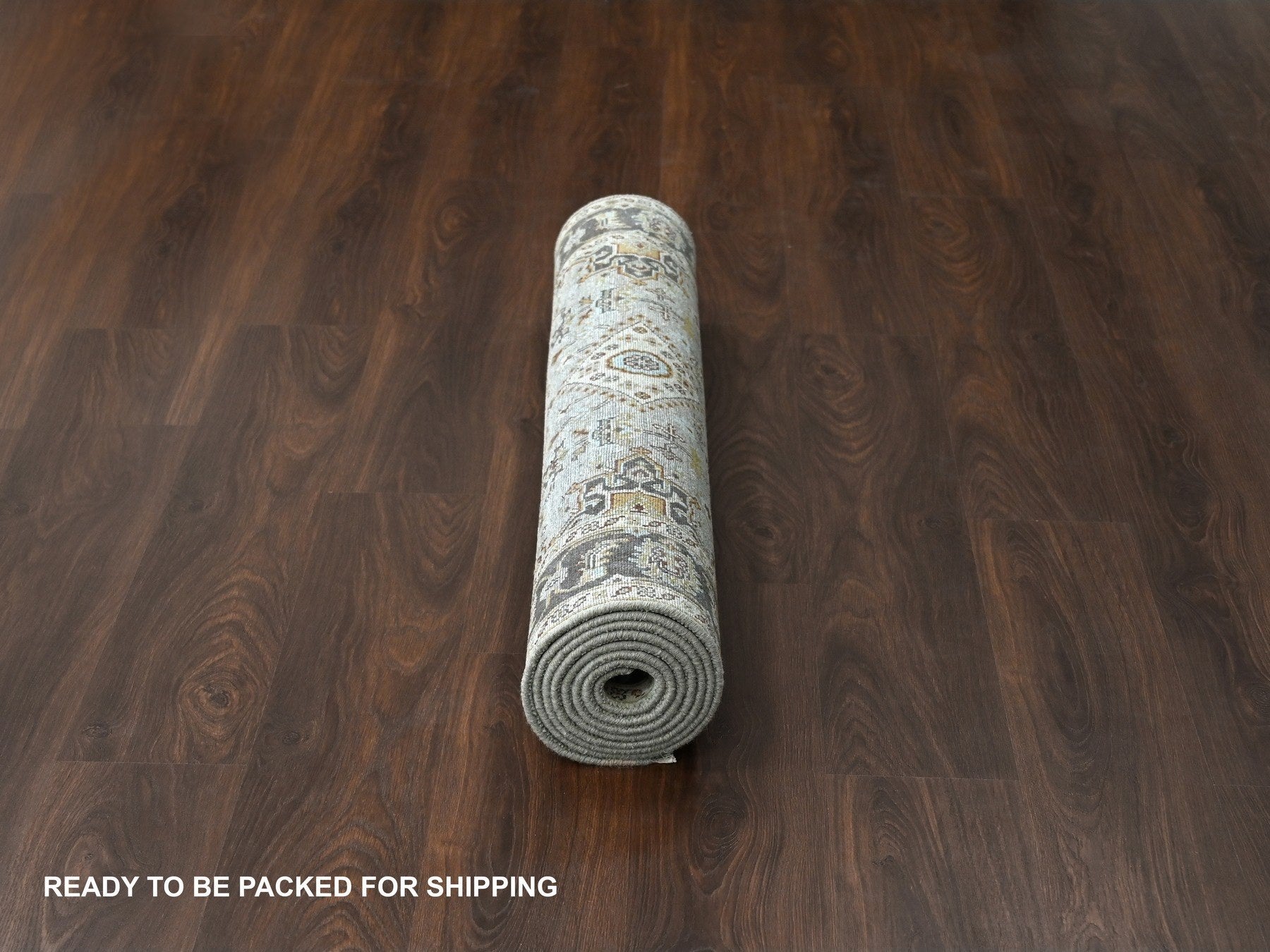 Tribal Heriz hand-knotted wool runner in Gray & Brown, 4'2" x 9'10" — SKU O084665 (view 6)