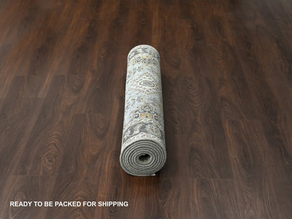Tribal Heriz hand-knotted wool runner in Gray & Brown, 4'2" x 9'10" — SKU O084665 (view 6)
