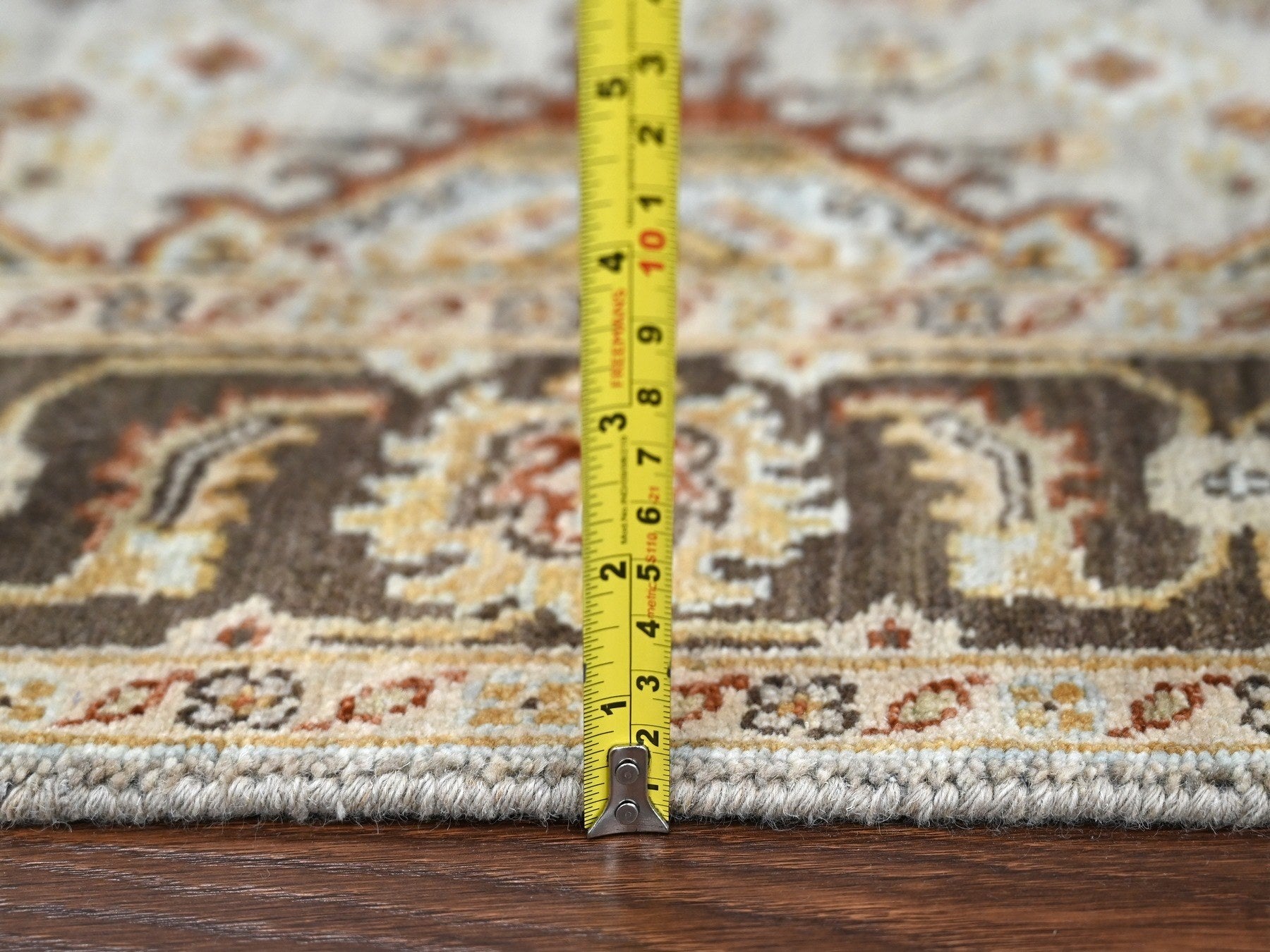 Tribal Heriz hand-knotted wool runner in Gray & Brown, 4'2" x 9'10" — SKU O084665 (view 7)