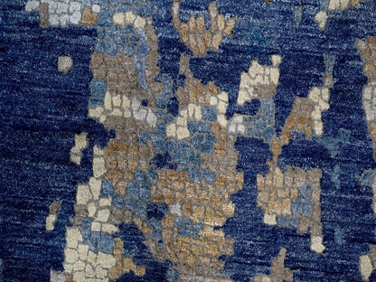 Blue 13'9" x 17'9" Modern and Contemporary Hand knotted Wool/Silk Rug - Sku: O084680