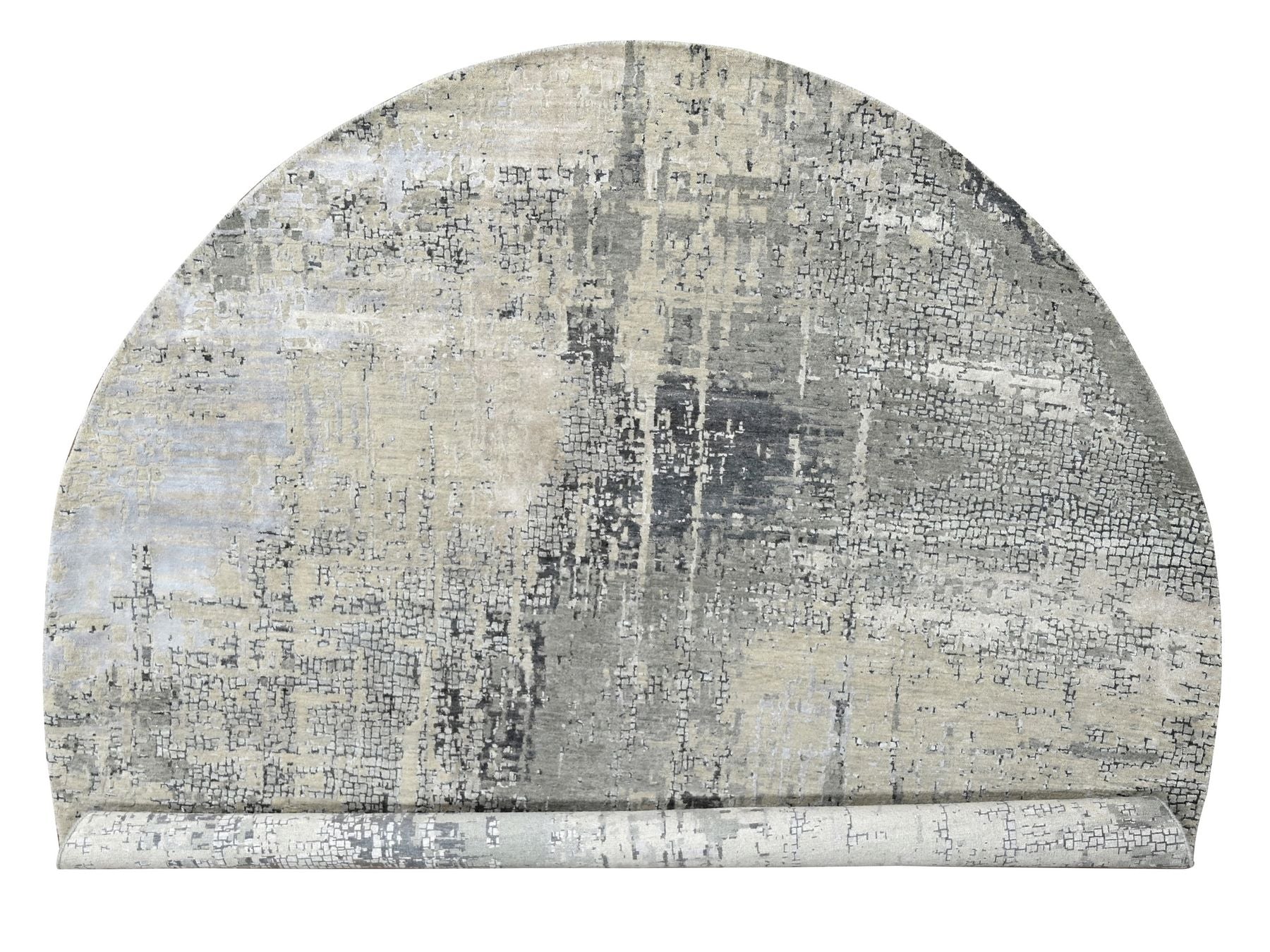 Modern / Contemporary hand-knotted wool/silk rug in Gray, 9'10" x 9'10" — SKU O084681