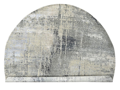 Modern / Contemporary hand-knotted wool/silk rug in Gray, 9'10" x 9'10" — SKU O084681