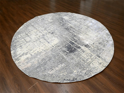 Modern / Contemporary hand-knotted wool/silk rug in Gray, 9'10" x 9'10" — SKU O084681 (view 2)
