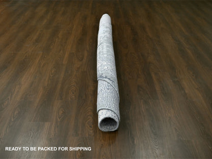 Modern / Contemporary hand-knotted wool/silk rug in Gray, 9'10" x 9'10" — SKU O084681 (view 6)
