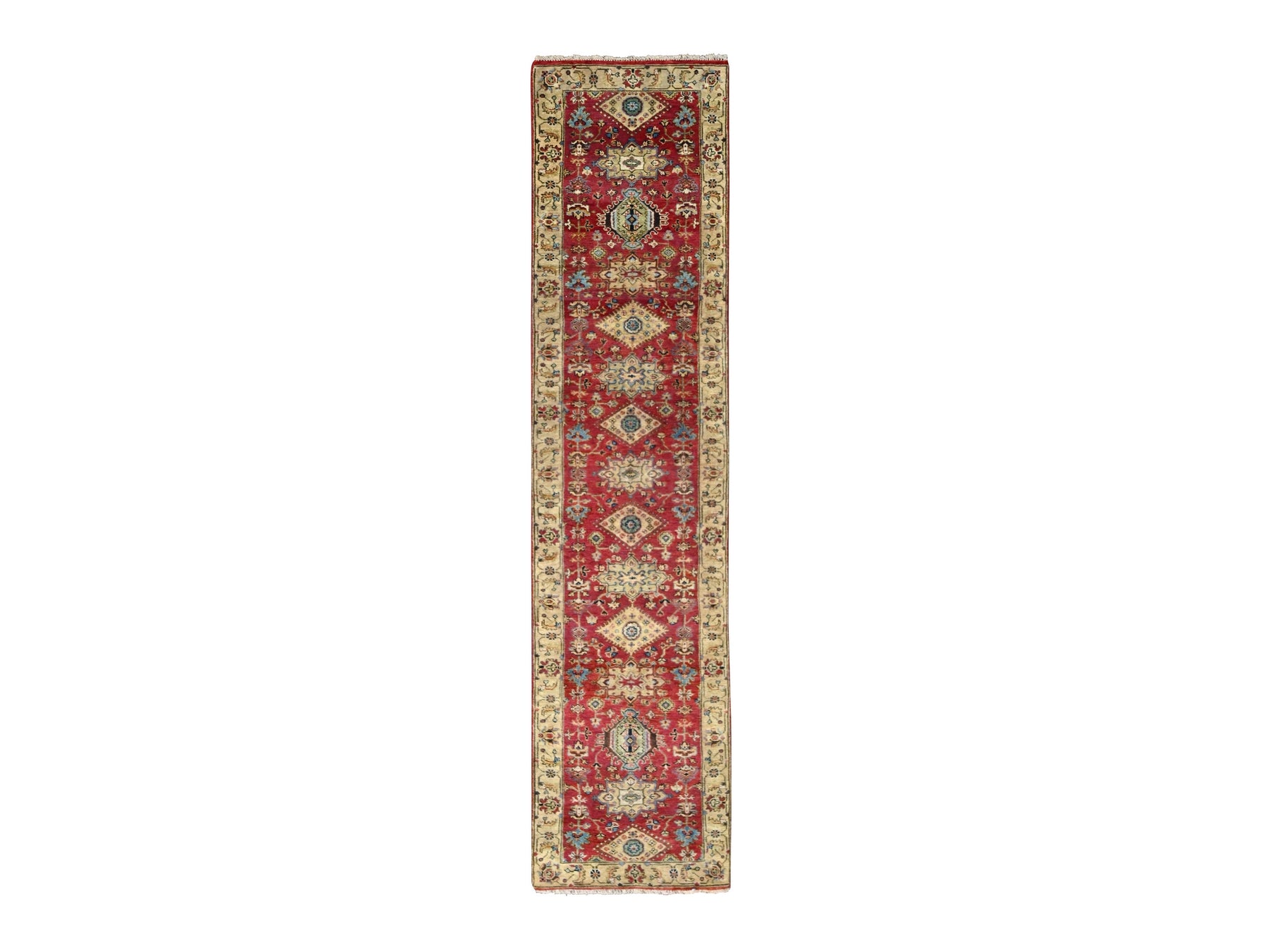 Heriz hand-knotted wool runner in Red & Mellow Yellow, 2'7" x 12' — SKU O084684