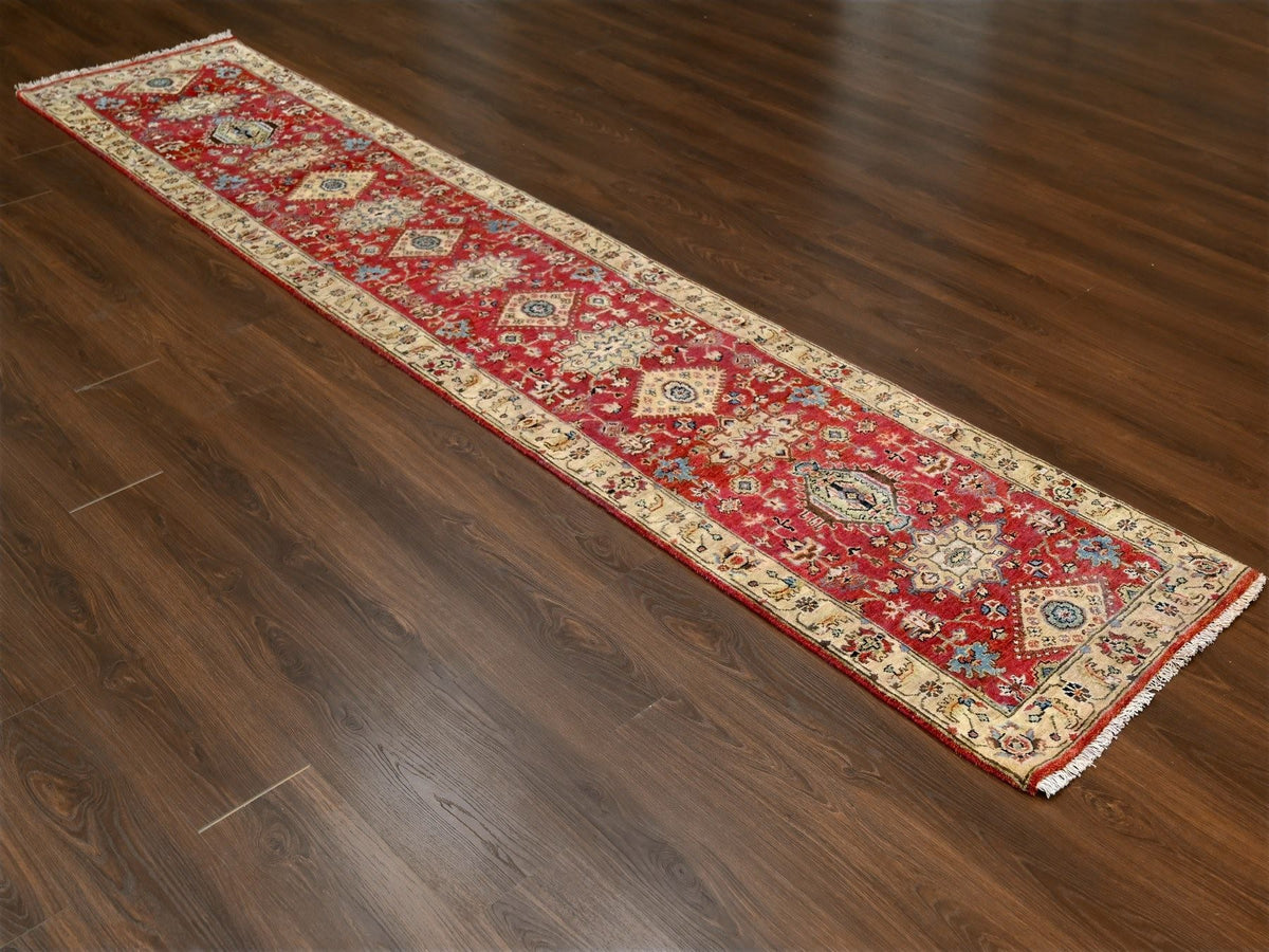 Heriz hand-knotted wool runner in Red & Mellow Yellow, 2'7" x 12' — SKU O084684 (view 2)