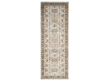 Tribal Heriz hand-knotted wool runner in Gray & Brown, 4'2" x 12' — SKU O084691