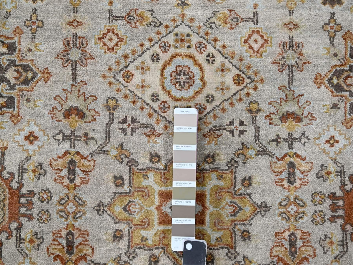 Tribal Heriz hand-knotted wool runner in Gray & Brown, 4'2" x 12' — SKU O084691 (view 4)