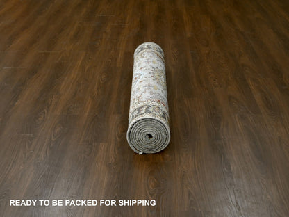 Tribal Heriz hand-knotted wool runner in Gray & Brown, 4'2" x 12' — SKU O084691 (view 6)