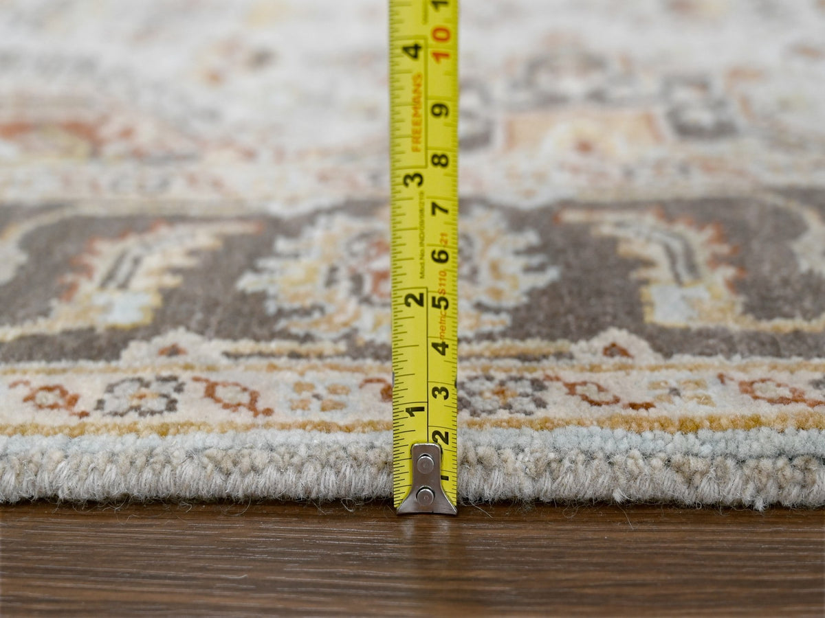 Tribal Heriz hand-knotted wool runner in Gray & Brown, 4'2" x 12' — SKU O084691 (view 7)
