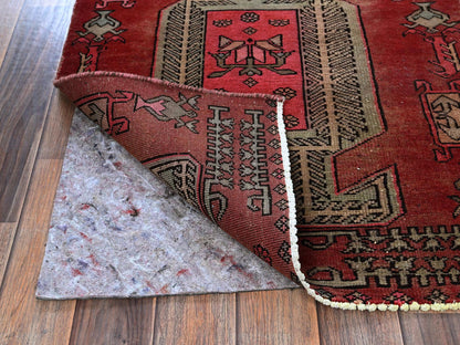 Red 2'3" x 8'5" Vintage Hand knotted Wool Rug - Sku: O0846