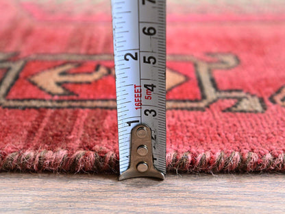 Red 2'3" x 8'5" Vintage Hand knotted Wool Rug - Sku: O0846
