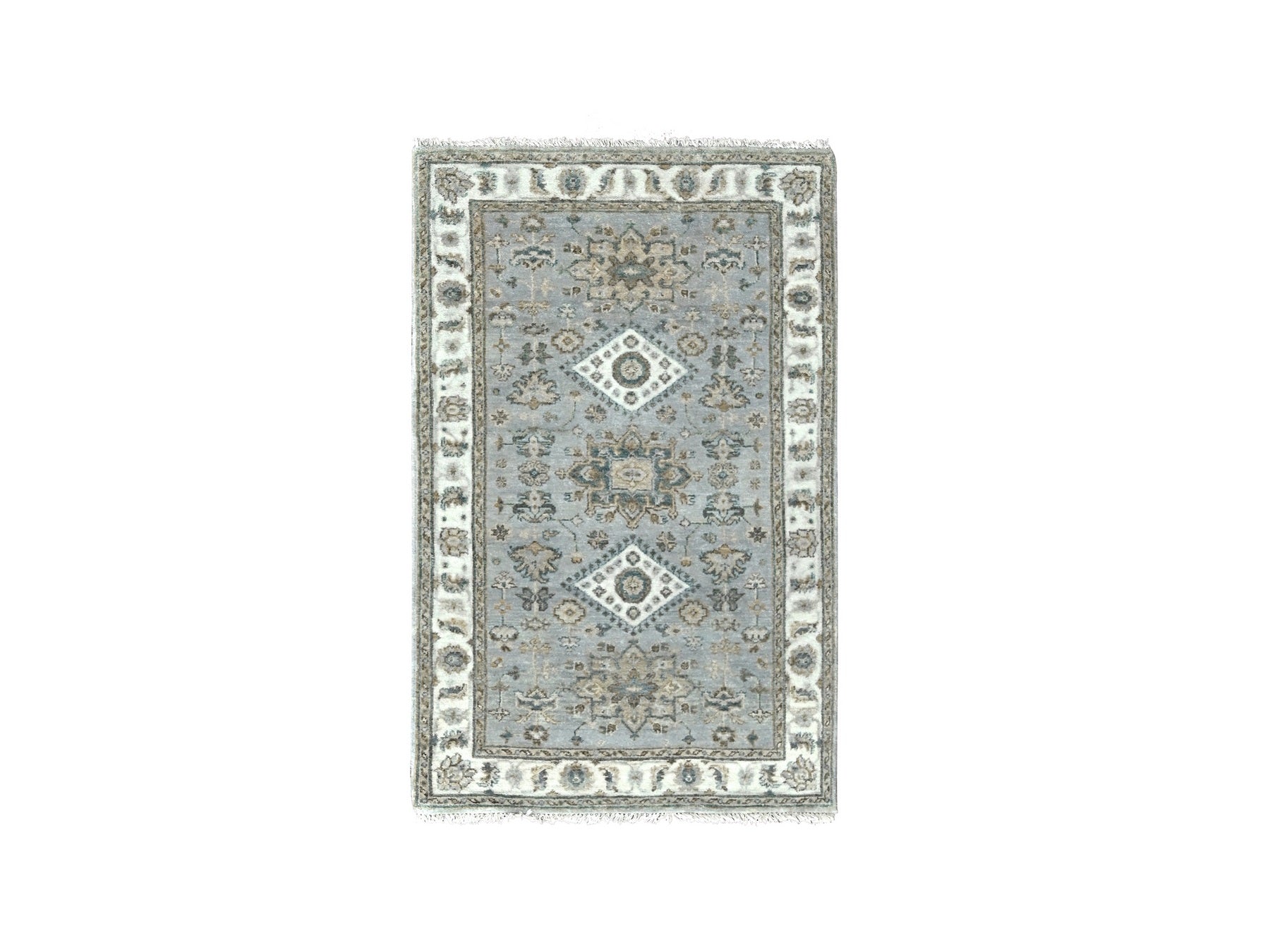 Heriz hand-knotted wool rug in Gray & Ivory, 3'1" x 5' — SKU O084702