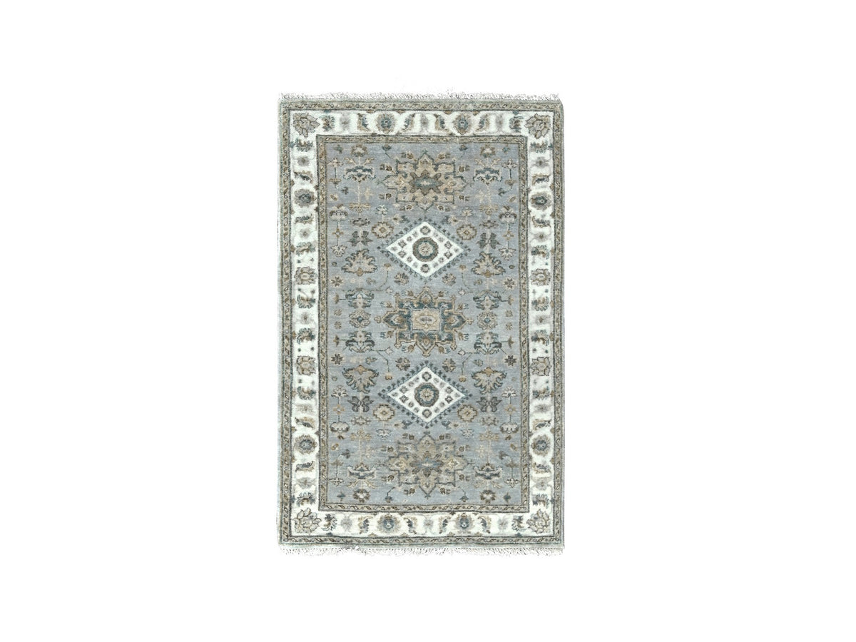 Heriz hand-knotted wool rug in Gray & Ivory, 3'1" x 5' — SKU O084702