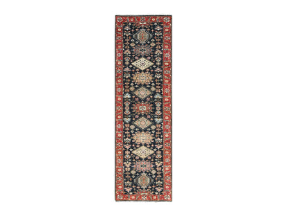 Black 2'7" x 10'1" Heriz Hand knotted Wool Rug - Sku: O084710