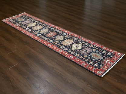 Black 2'7" x 10'1" Heriz Hand knotted Wool Rug - Sku: O084710