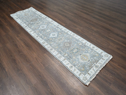 Heriz hand-knotted wool runner in Gray & Ivory, 2'7" x 10' — SKU O084712 (view 2)
