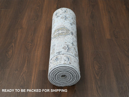 Grey 2'7" x 10'0" Traditional Hand knotted Wool Rug - Sku: O084712
