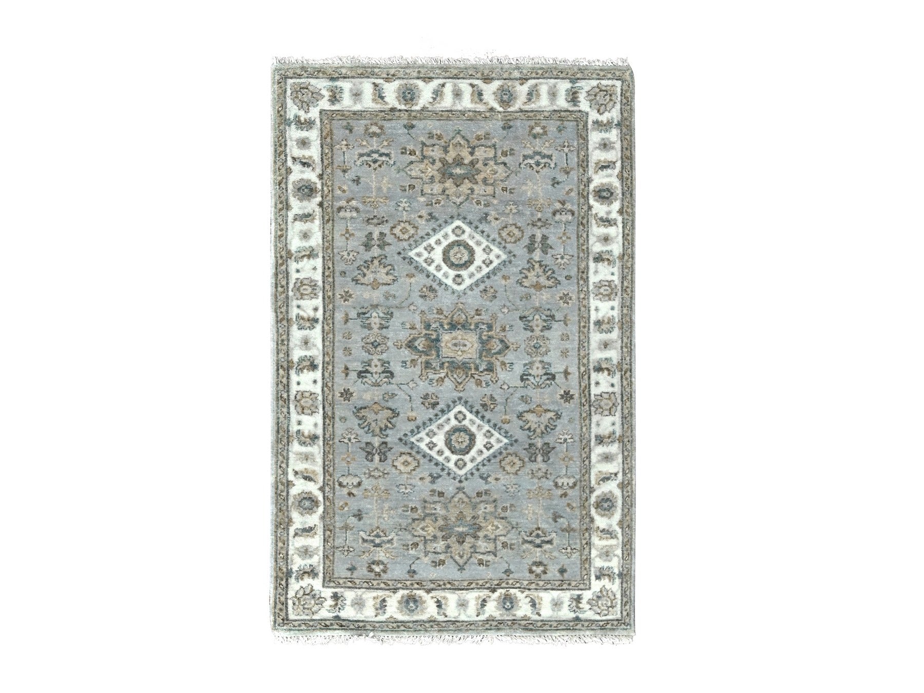Heriz hand-knotted wool rug in Gray & Ivory, 3'1" x 5' — SKU O084713