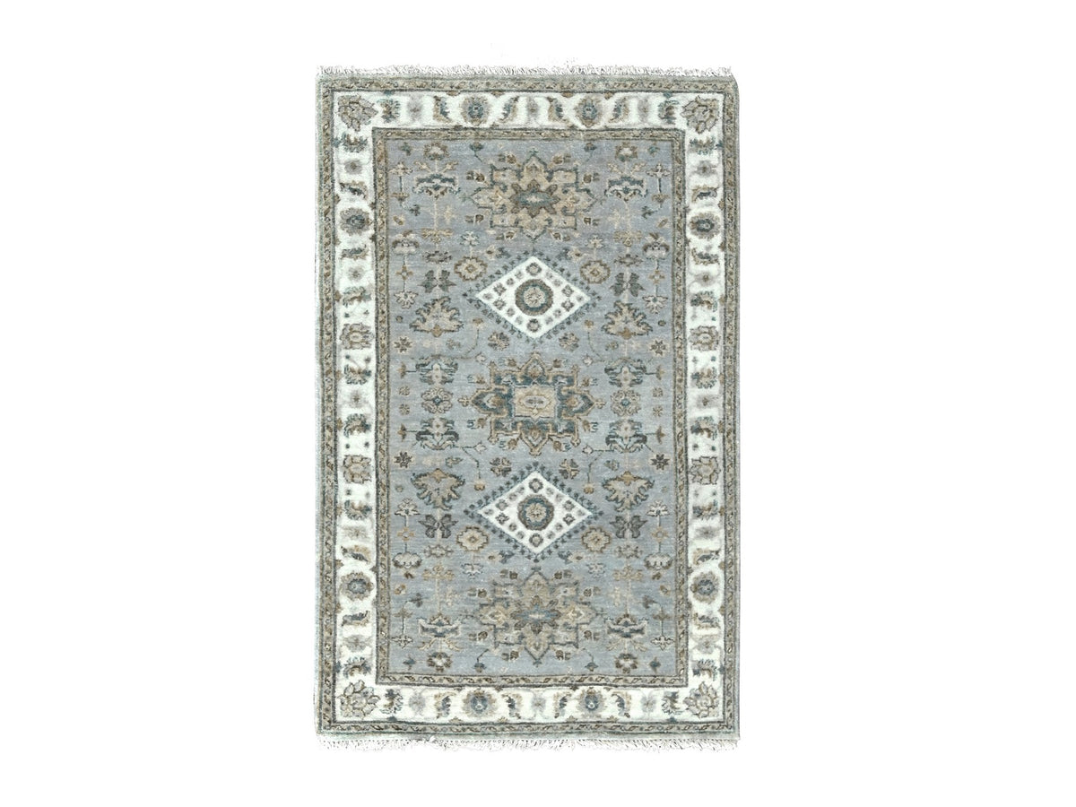 Heriz hand-knotted wool rug in Gray & Ivory, 3'1" x 5' — SKU O084713