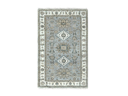 Heriz hand-knotted wool rug in Gray & Ivory, 3'1" x 5' — SKU O084713