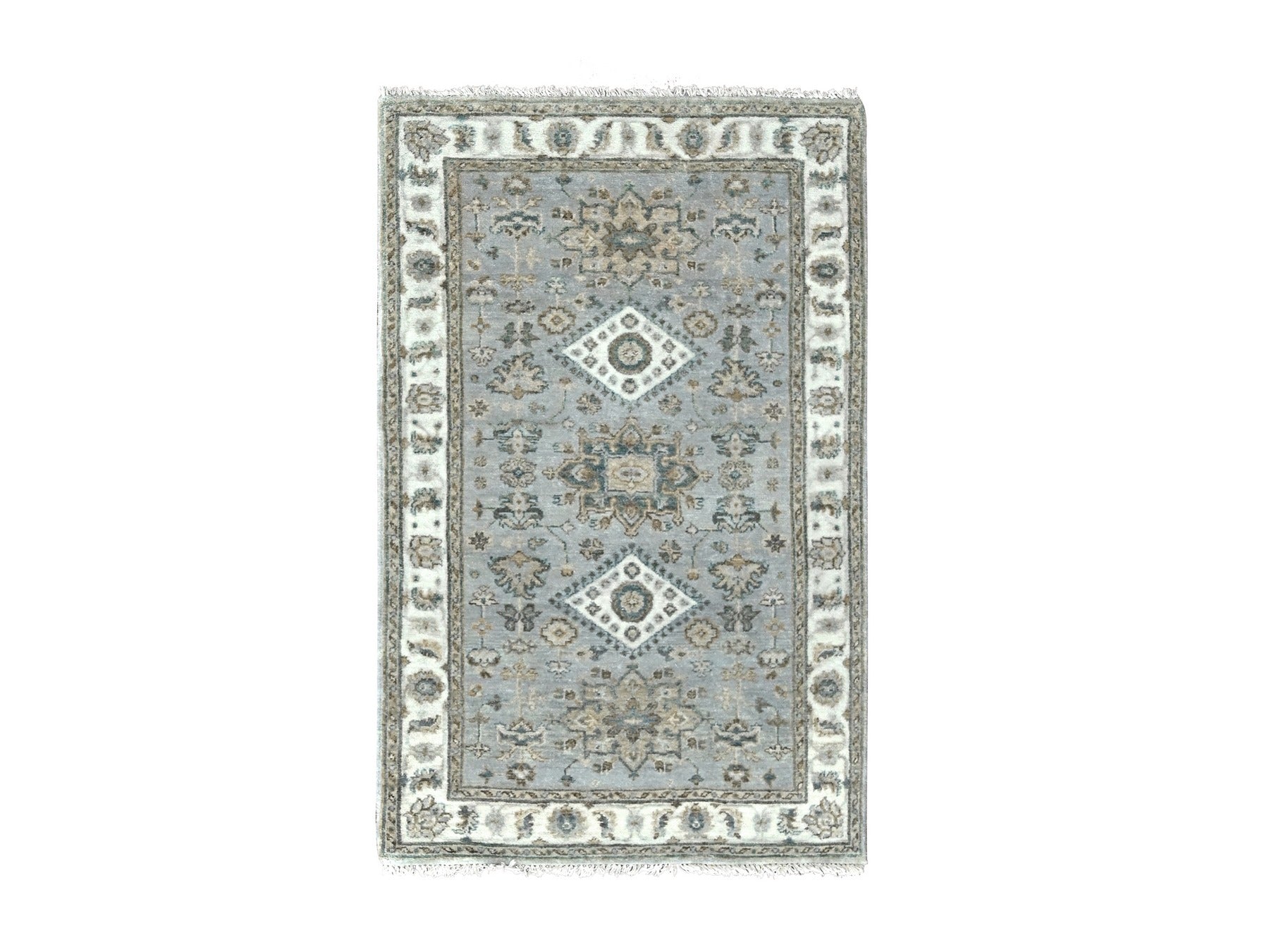 Heriz hand-knotted wool rug in Gray & Ivory, 3'1" x 5' — SKU O084714