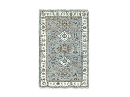 Heriz hand-knotted wool rug in Gray & Ivory, 3'1" x 5' — SKU O084714