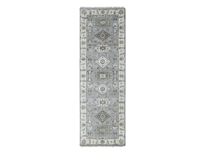 Heriz hand-knotted wool runner in Gray & Ivory, 2'8" x 7'10" — SKU O084719