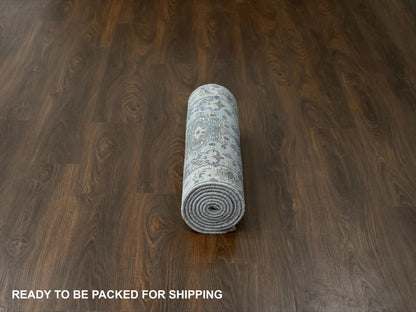 Heriz hand-knotted wool runner in Gray & Ivory, 2'8" x 7'10" — SKU O084719 (view 6)